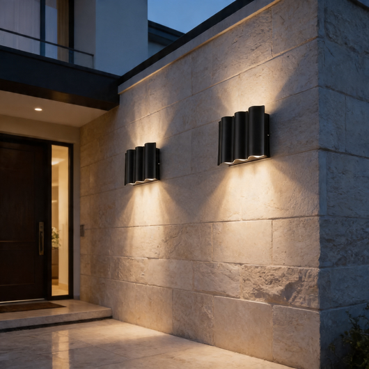 WavyLight | Modern Up and Down Outdoor Wall Light Fixture with Clear Glass Shade 1
