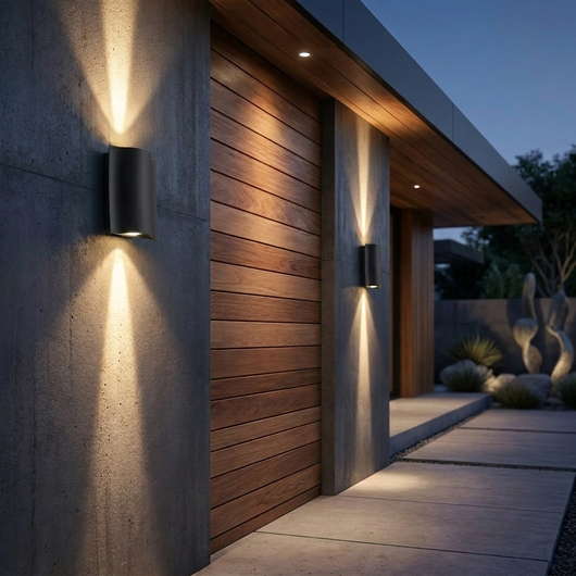 WavyLight | Modern Up and Down Outdoor Wall Light Fixture with Clear Glass Shade 2