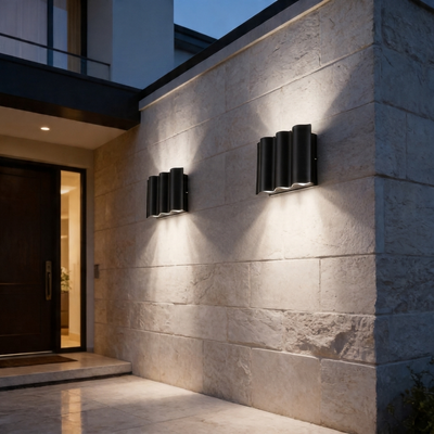 WavyLight | Modern Up and Down Outdoor Wall Light Fixture with Clear Glass Shade 5