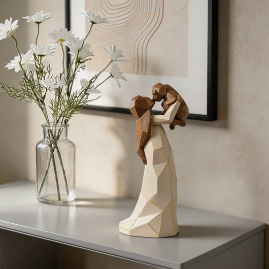 Whimsical Aura | Charming Decorative Sculpture of Girl Hugging Dog in Quality Resin 0