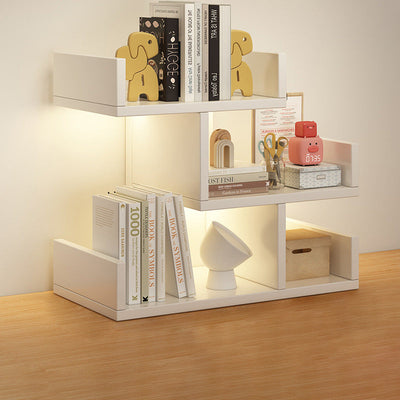 White Bookshelf MDF 3-Tier Minimalist Design with Compact Storage | Home Office Furniture 2