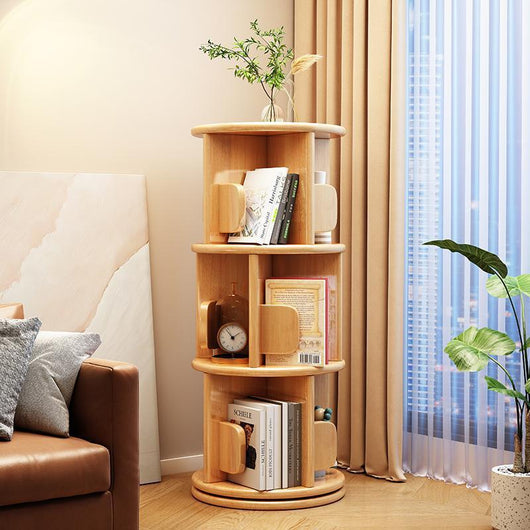 White Bookshelf | Solid Wood | Rotating Design | Space-Saving Solution | Home Office & Living Room 10