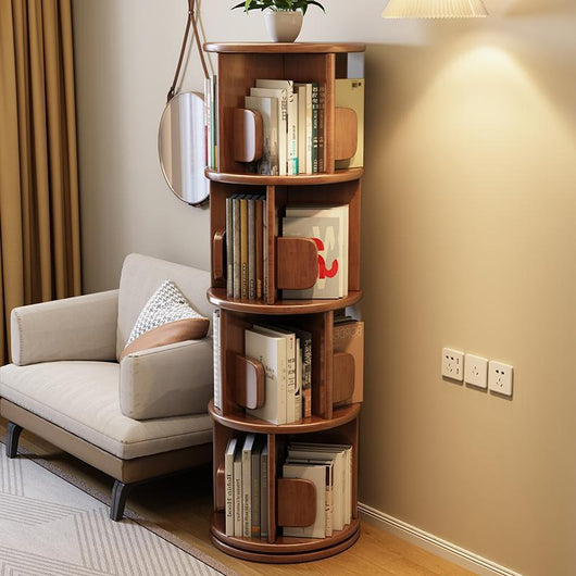 White Bookshelf | Solid Wood | Rotating Design | Space-Saving Solution | Home Office & Living Room 11