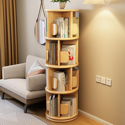 White Bookshelf | Solid Wood | Rotating Design | Space-Saving Solution | Home Office & Living Room 12