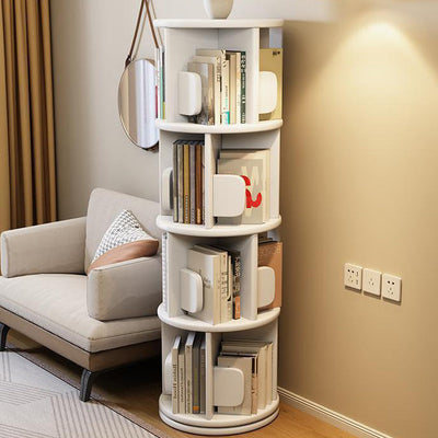 White Bookshelf | Solid Wood | Rotating Design | Space-Saving Solution | Home Office & Living Room 13