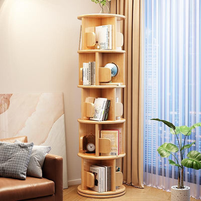 White Bookshelf | Solid Wood | Rotating Design | Space-Saving Solution | Home Office & Living Room 16