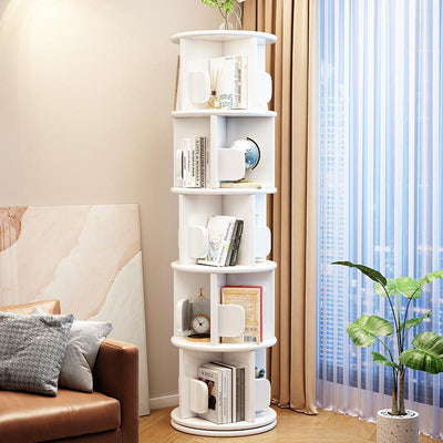 White Bookshelf | Solid Wood | Rotating Design | Space-Saving Solution | Home Office & Living Room 17
