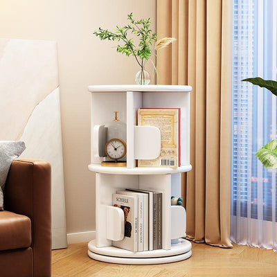 White Bookshelf | Solid Wood | Rotating Design | Space-Saving Solution | Home Office & Living Room 2