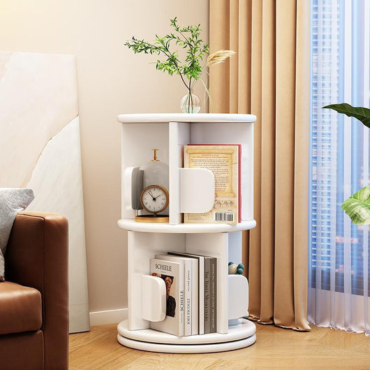 White Bookshelf | Solid Wood | Rotating Design | Space-Saving Solution | Home Office & Living Room 2
