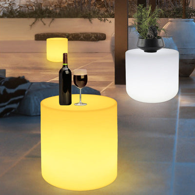 White Outdoor Coffee Table with LED Lighting | Modern Minimalist Patio Furniture 10