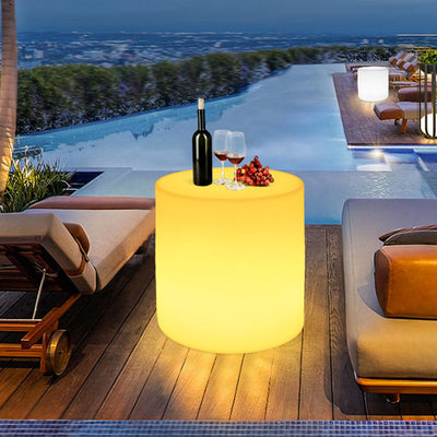 White Outdoor Coffee Table with LED Lighting | Modern Minimalist Patio Furniture 1