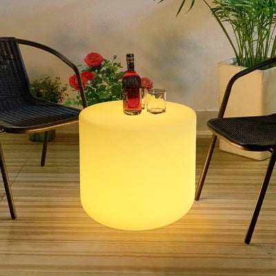 White Outdoor Coffee Table with LED Lighting | Modern Minimalist Patio Furniture 2