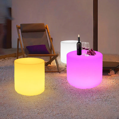 White Outdoor Coffee Table with LED Lighting | Modern Minimalist Patio Furniture 3