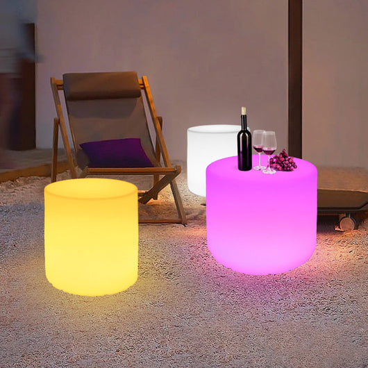 White Outdoor Coffee Table with LED Lighting | Modern Minimalist Patio Furniture 3