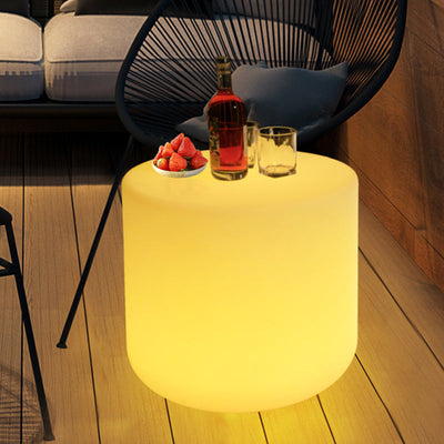 White Outdoor Coffee Table with LED Lighting | Modern Minimalist Patio Furniture 7