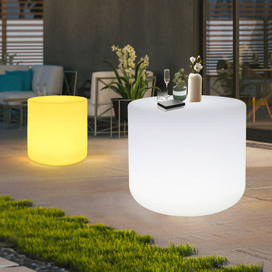 White Outdoor Coffee Table with LED Lighting | Modern Minimalist Patio Furniture 8