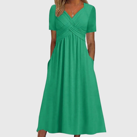 Women's A-Line Midi Dress Tummy Control Soft Black Elegant Cocktail 0