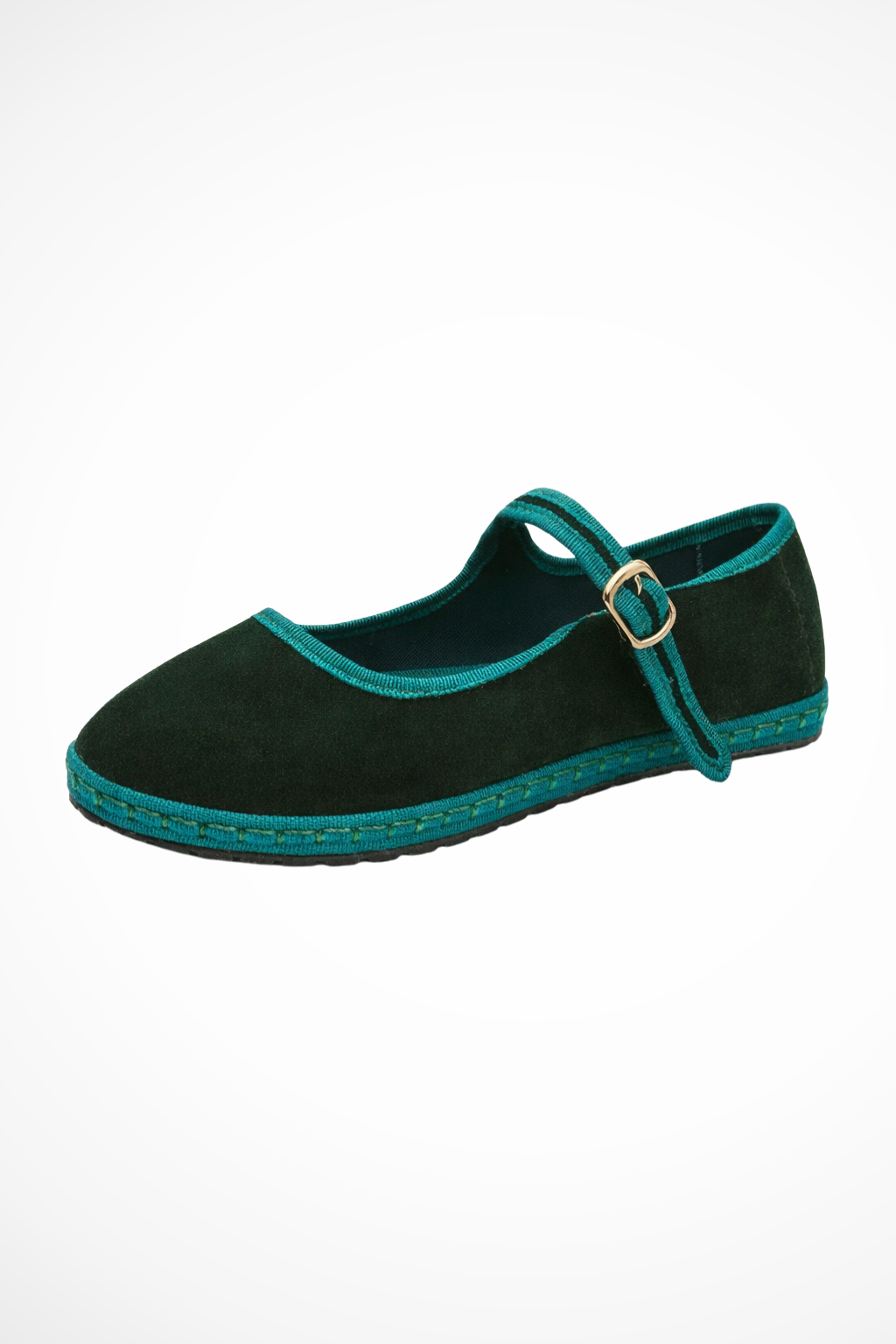 Women's Black Ballet Flats Round Toe Buckle Strap Suede Casual Footwear 10