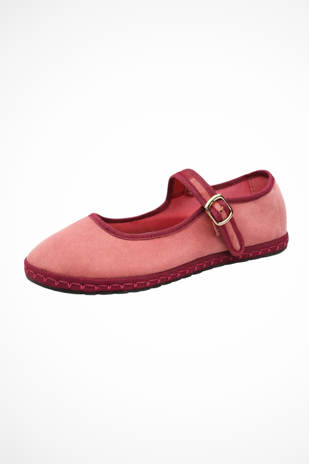 Women's Black Ballet Flats Round Toe Buckle Strap Suede Casual Footwear 4