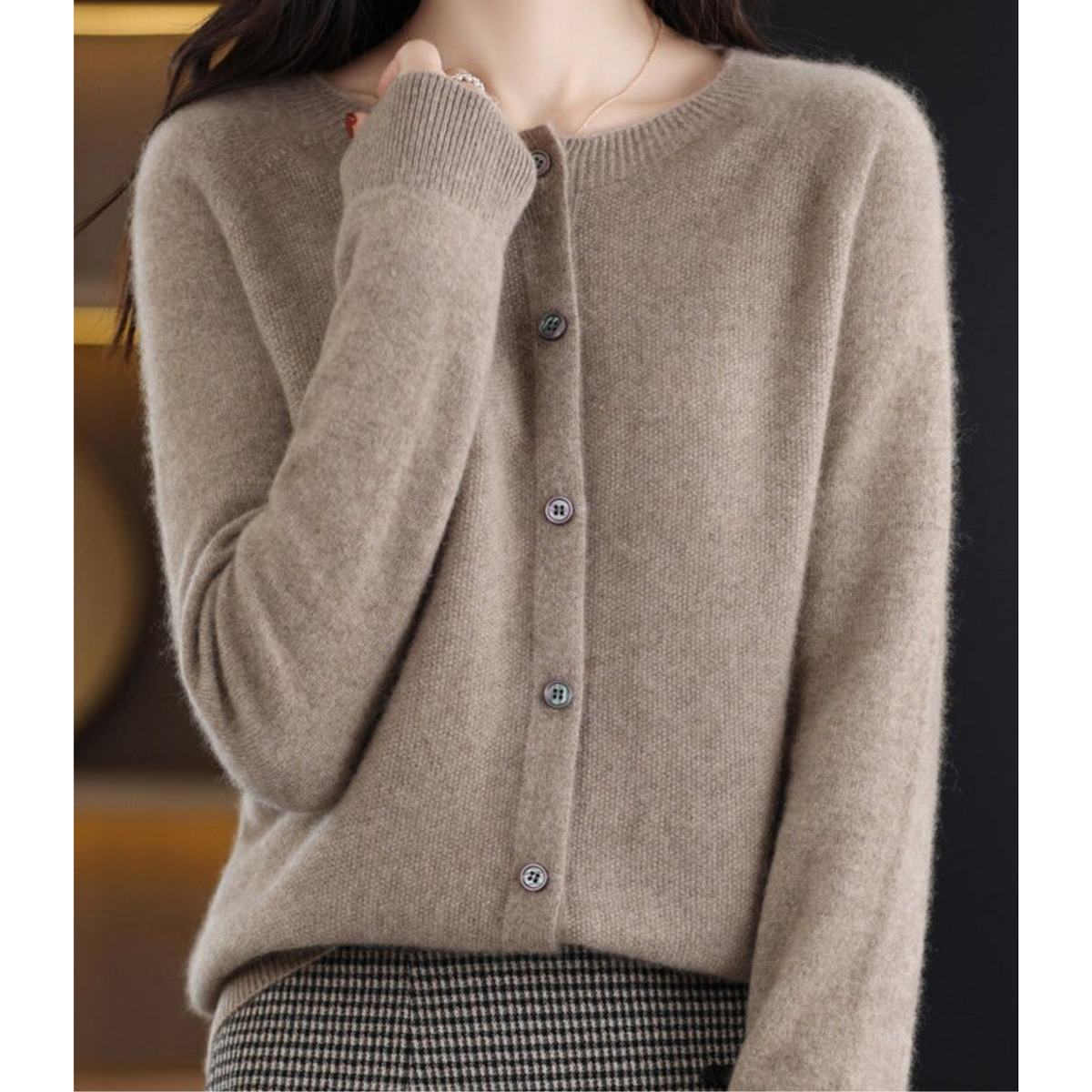 Women's Cashmere Cardigan Long Sleeve Elegant Cozy Full-Length Sweater 1