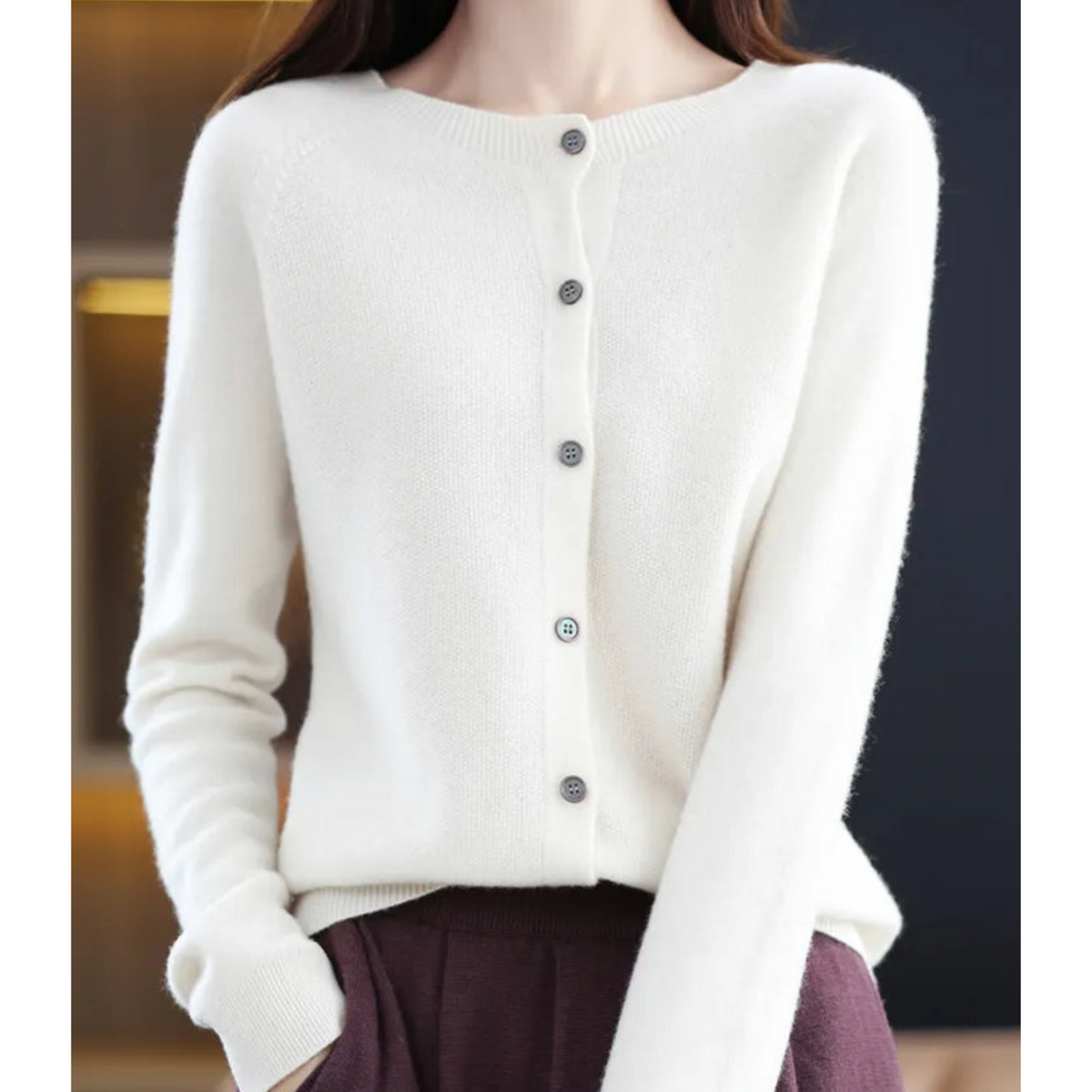 Women's Cashmere Cardigan Long Sleeve Elegant Cozy Full-Length Sweater 11