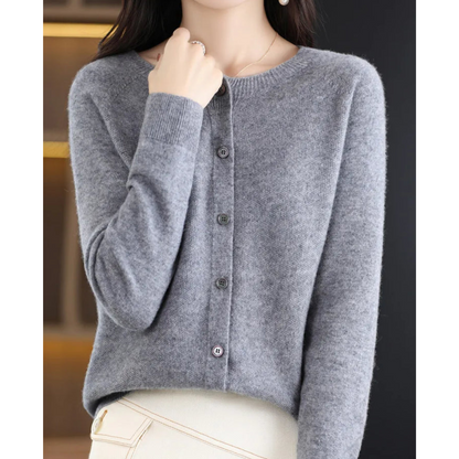 Women's Cashmere Cardigan Long Sleeve Elegant Cozy Full-Length Sweater 13