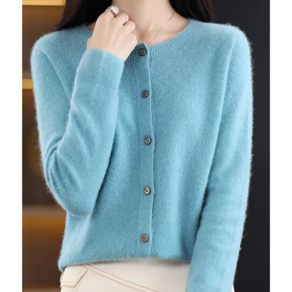 Women's Cashmere Cardigan Long Sleeve Elegant Cozy Full-Length Sweater 14