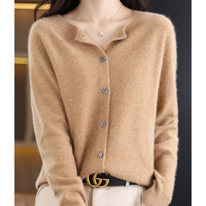 Women's Cashmere Cardigan Long Sleeve Elegant Cozy Full-Length Sweater 2