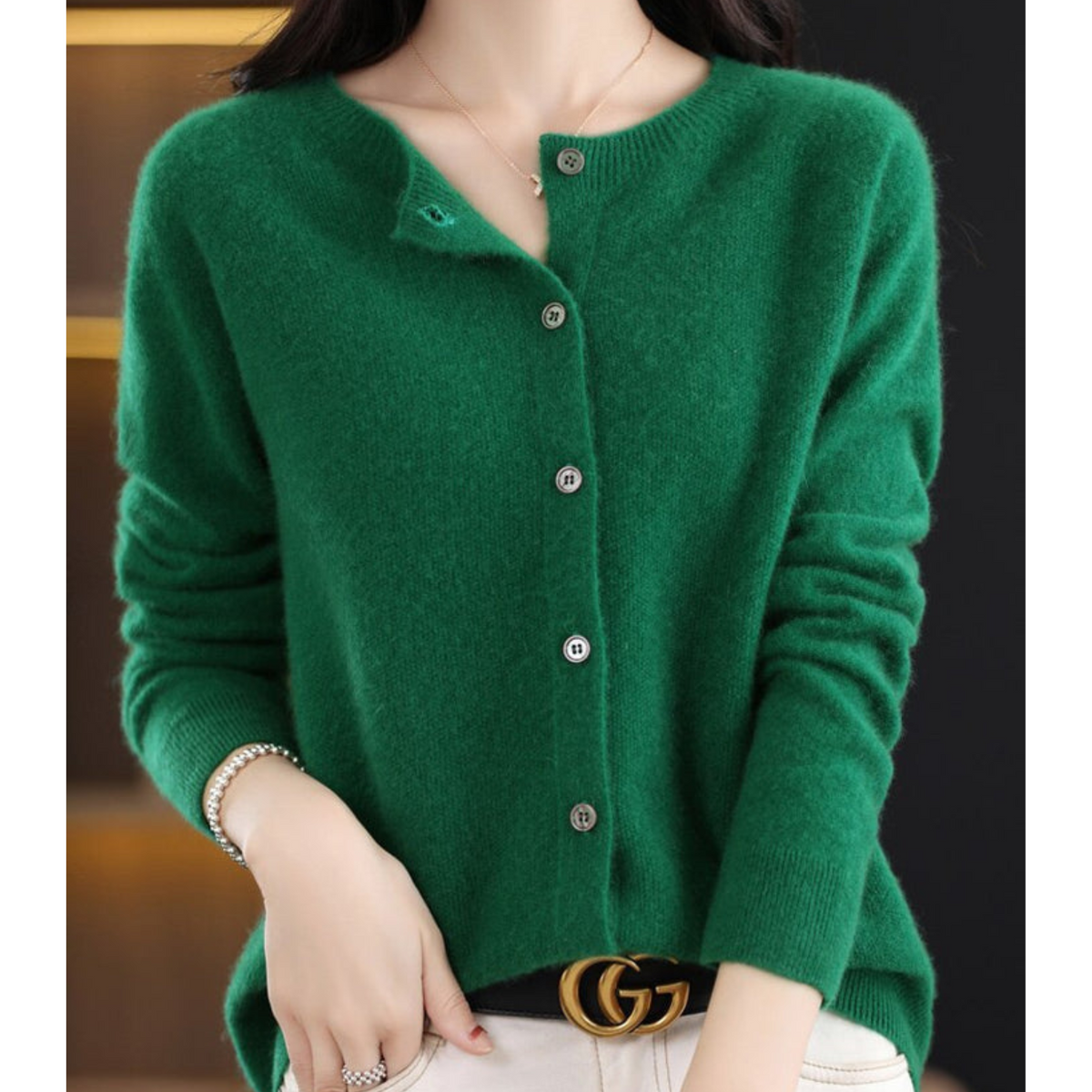 Women's Cashmere Cardigan Long Sleeve Elegant Cozy Full-Length Sweater 3