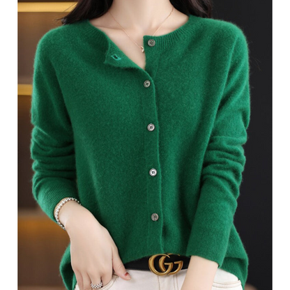 Women's Cashmere Cardigan Long Sleeve Elegant Cozy Full-Length Sweater 3