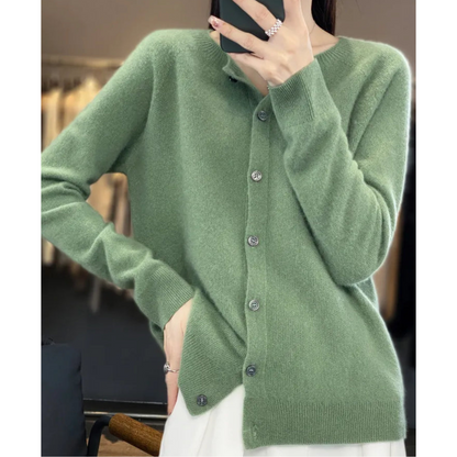 Women's Cashmere Cardigan Long Sleeve Elegant Cozy Full-Length Sweater 4