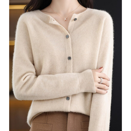 Women's Cashmere Cardigan Long Sleeve Elegant Cozy Full-Length Sweater 6