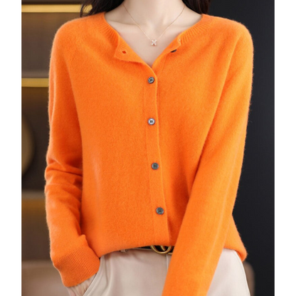Women's Cashmere Cardigan Long Sleeve Elegant Cozy Full-Length Sweater 9