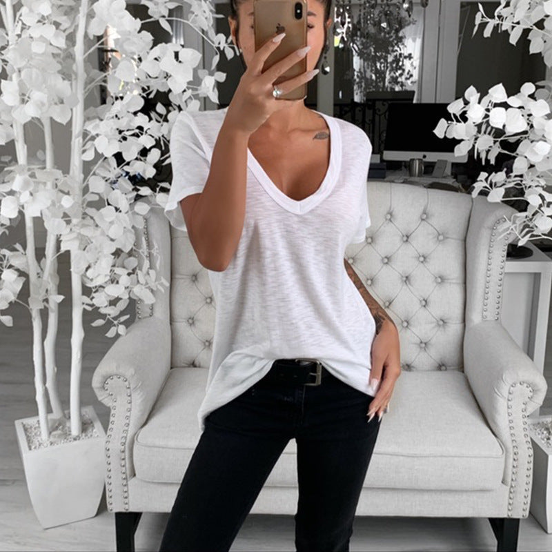 Women's Casual V Neck T Shirt Loose Fit Soft Fabric Everyday Wear 3
