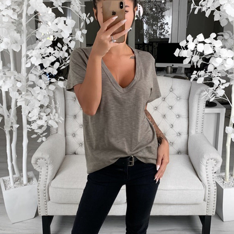 Women's Casual V Neck T Shirt Loose Fit Soft Fabric Everyday Wear 4