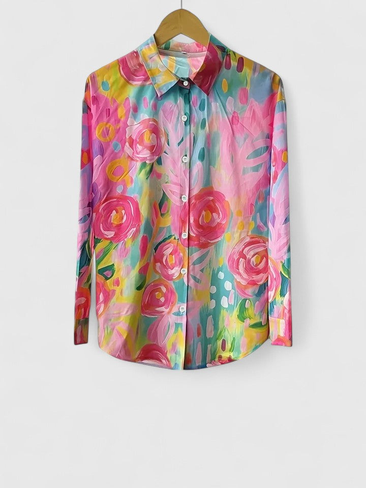 Women's Colorful Print Blouse Casual Lightweight Regular Fit Summer Top 2