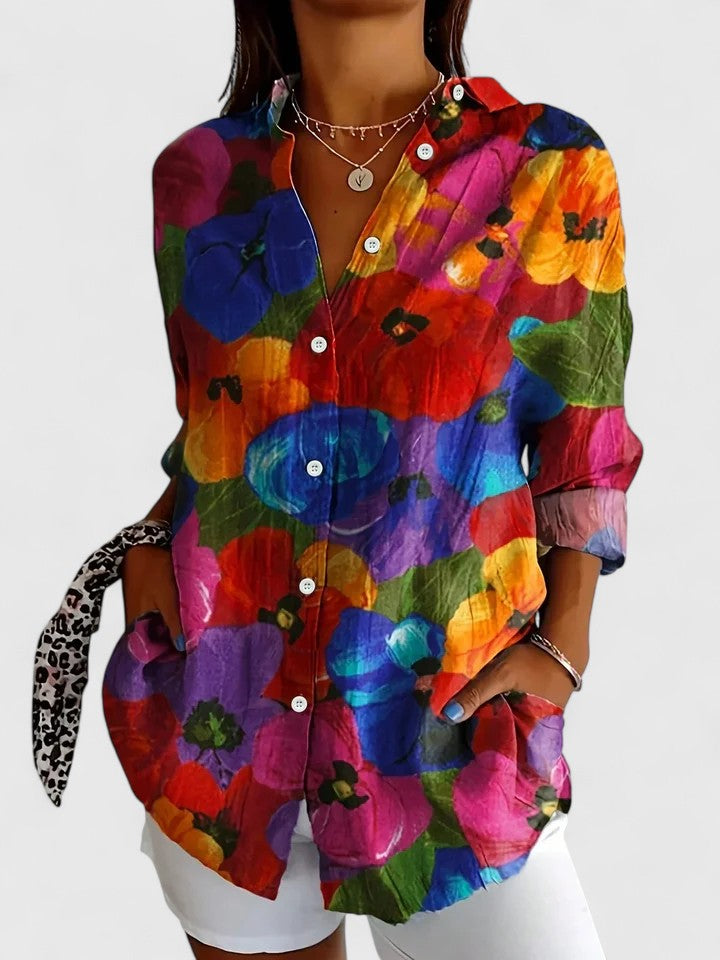 Women's Colorful Print Blouse Casual Lightweight Regular Fit Summer Top 3