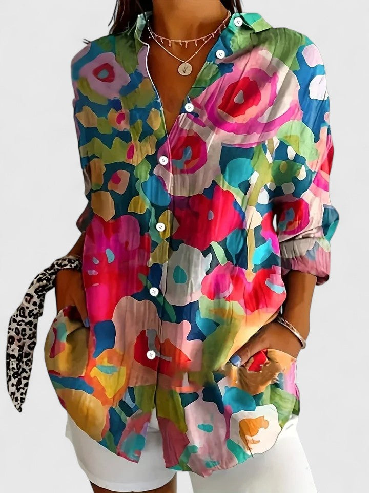 Women's Colorful Print Blouse Casual Lightweight Regular Fit Summer Top 4
