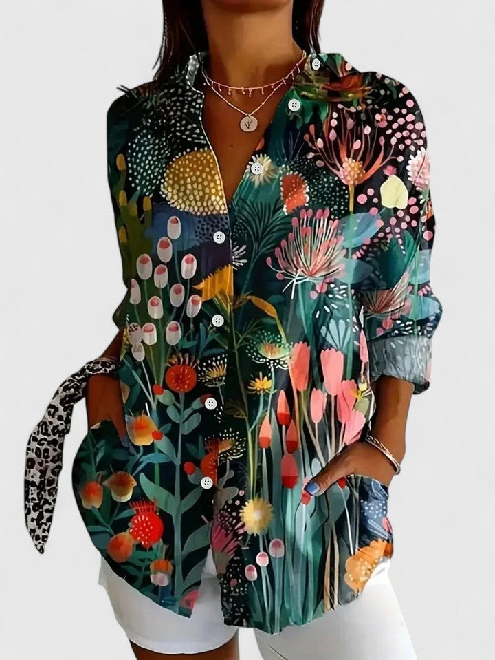 Women's Colorful Print Blouse Casual Lightweight Regular Fit Summer Top 6