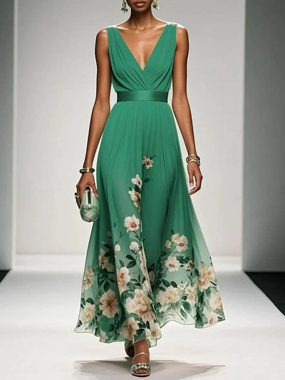 Women's Floral Maxi Dress A-Line Chiffon Pink Summer Wedding Guest 7