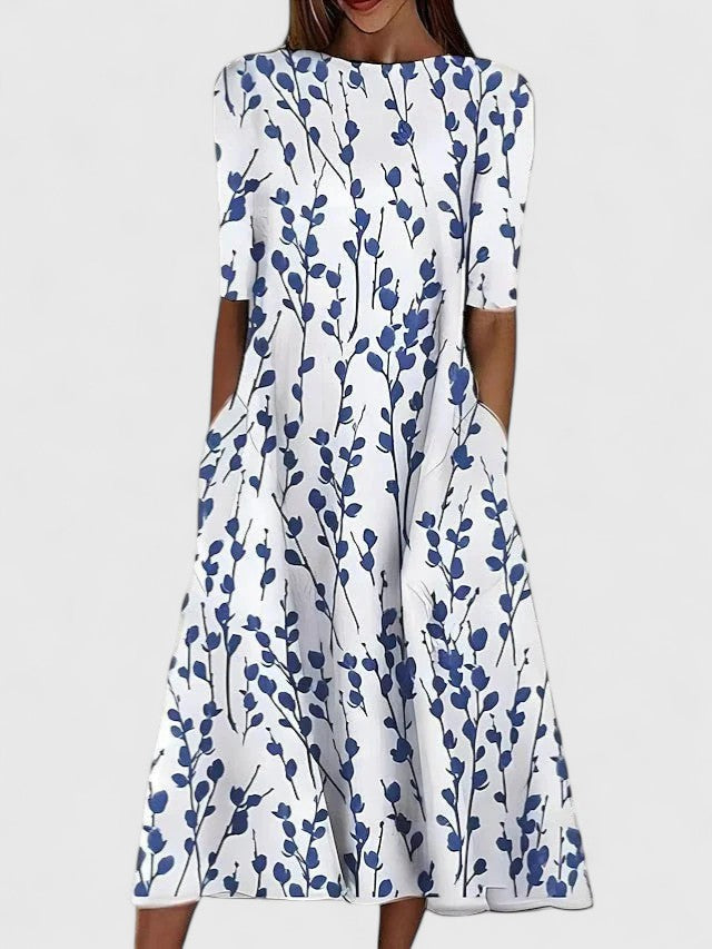 Women's Floral Midi Dress Stretch Fabric Casual Summer Plus Size 0
