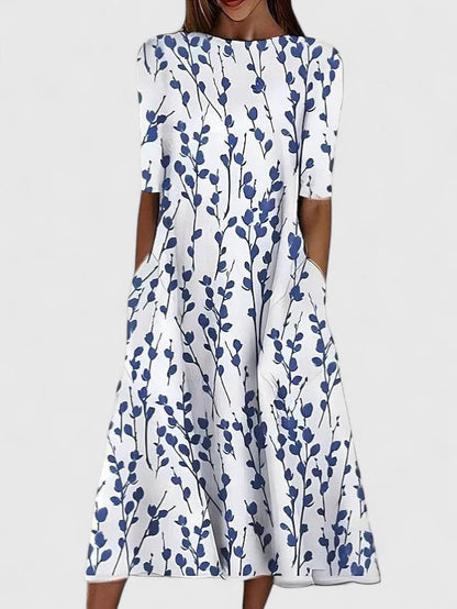 Women's Floral Midi Dress Stretch Fabric Casual Summer Plus Size 0