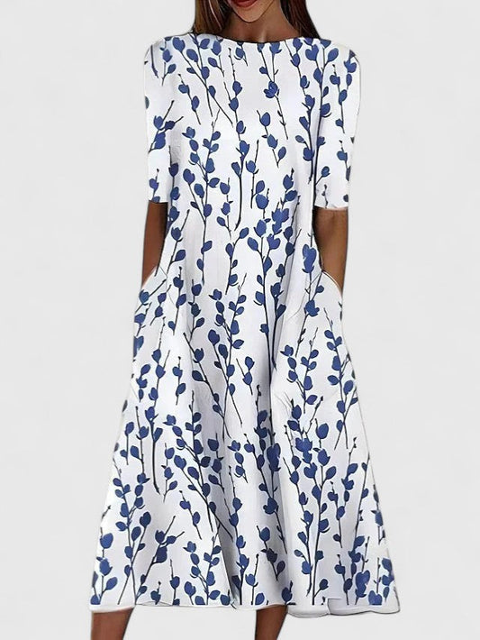 Women's Floral Midi Dress Stretch Fabric Casual Summer Plus Size 0