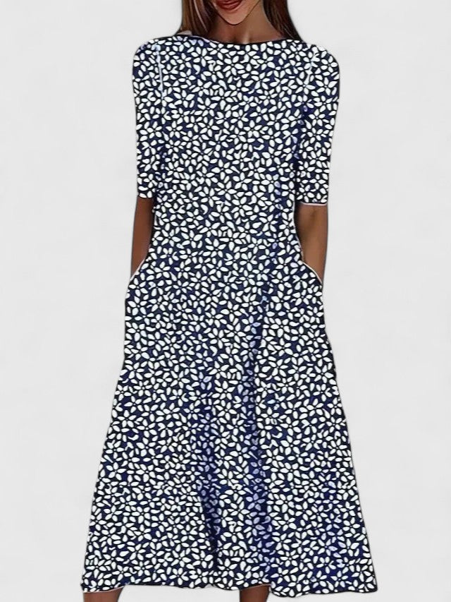 Women's Floral Midi Dress Stretch Fabric Casual Summer Plus Size 2