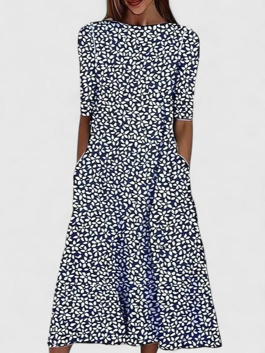 Women's Floral Midi Dress Stretch Fabric Casual Summer Plus Size 2