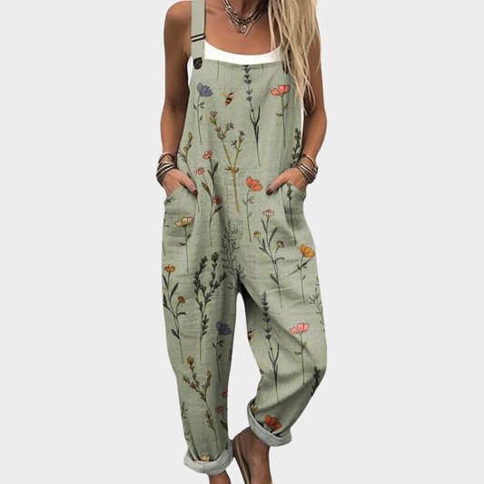 Women's Floral Print Casual Jumpsuit Adjustable Straps Woven Full-Length 0