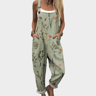 Women's Floral Print Casual Jumpsuit Adjustable Straps Woven Full-Length 0