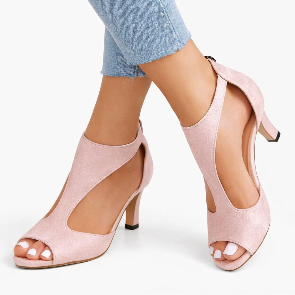 Women's Heeled Sandals Cushioned Comfort Elegant Cut-Out Black 0