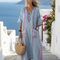 Women's Lightweight Midi Dress V Neck Short Sleeve Casual Summer