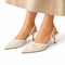 Women's Mesh Mule Heels Elegant Floral Embroidery Slip On White Black